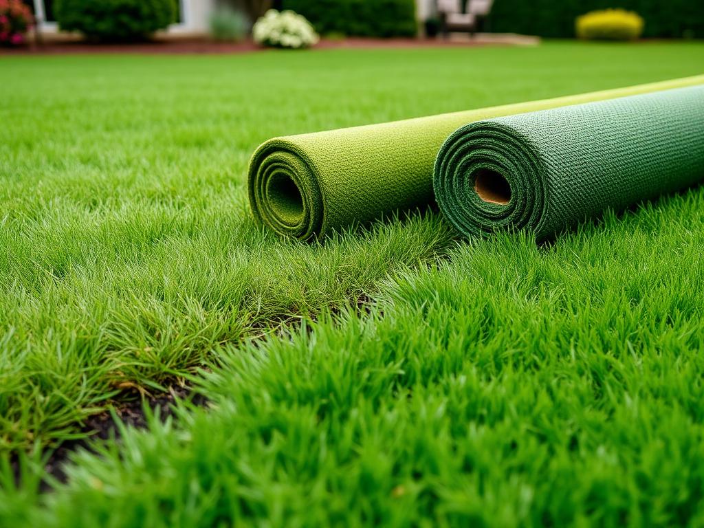 New sod installation on a prepared residential lawn
